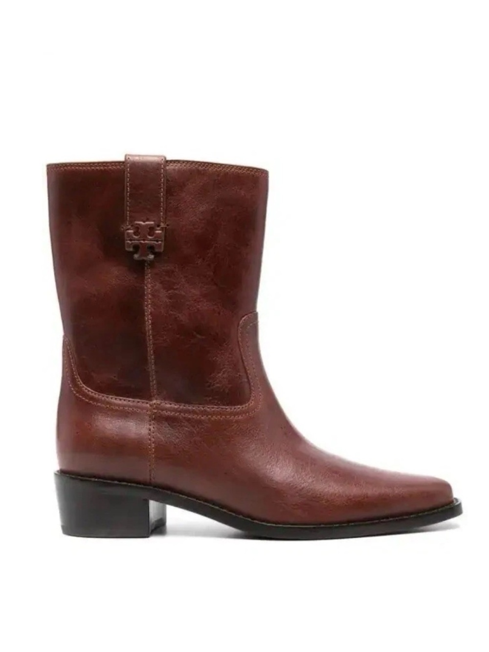 Tory Burch City Western Ankle Boot Brown Leather Sz 9.5